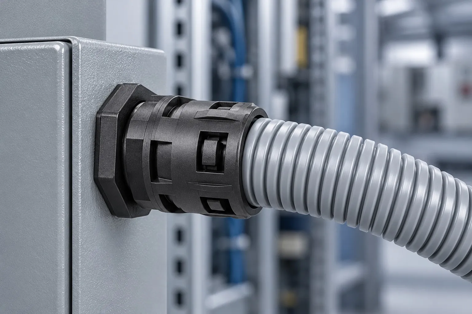 Quick-Fit Corrugated Conduit Connector application illustration
