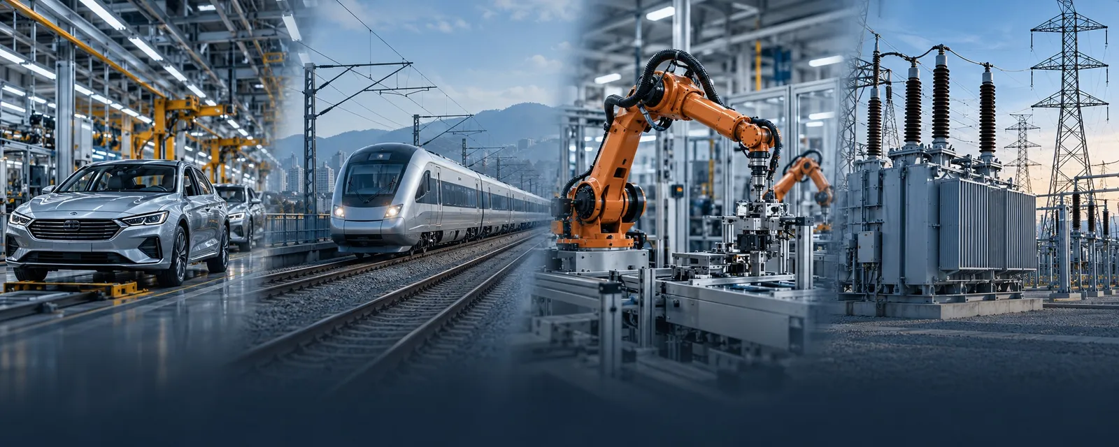Automotive, rail, automation and electrical power illustration